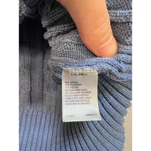 St. John's Bay Women's Fisherman Cable Knit Pullover Sweater Size PL Blue - Picture 4 of 11